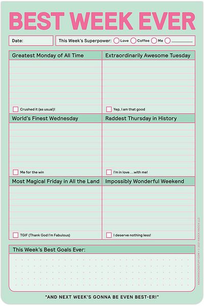 erorex Best Week Ever Pad Weekly Agenda And Planning Pad For To Do Lists Pastel Version 6 X 9 Inches