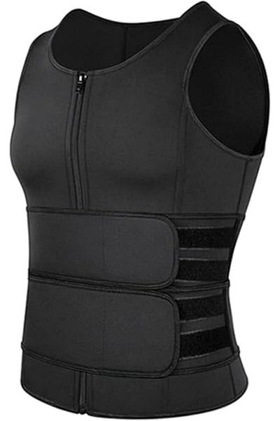 fulina gym undershirt，Double Layer Sweat Absorbent Belt，Men's Sauna Suit，2 and 1 Waist Trainer
﻿