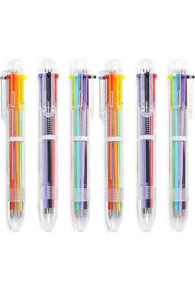 erorex 6 Pack 0.5Mm 6 In 1 Multicolor Ballpoint Pen 6 Colors Retractable Ballpoint Pens For Office School
