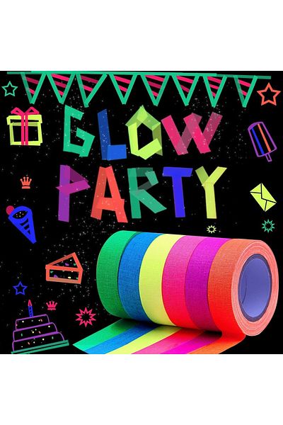erorex Neon Gaffer Cloth Tape Fluorescent Uv Blacklight Glow In The Dark Tape For Uv Party 0.6 Inch X 16.5