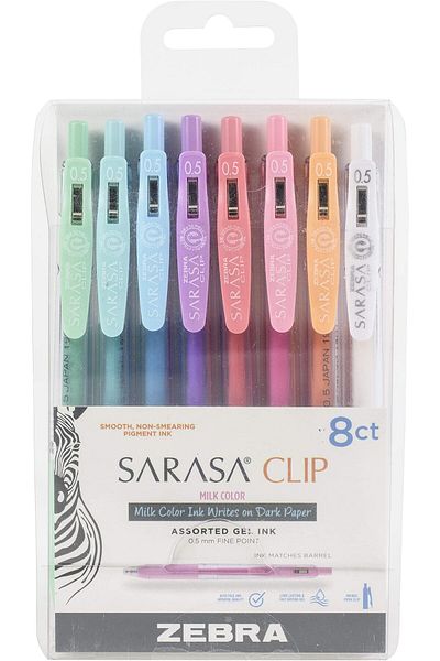 erorex Pen Clip Retractable Gel Pen Fine Point 0.5Mm Milk Assorted Colors 8 Pack