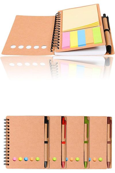 erorex 4 Pack Spiral Notebook Steno Pads With Pen Holder And Accessories Lined Notepad Sticky Notes Page