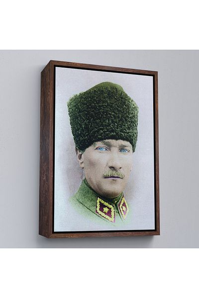 Harita Sepeti Pictură portret Ataturk cu cadru alb Mustafa Kemal Ataturk Pictură decorativă pe pânză dreptunghiulară