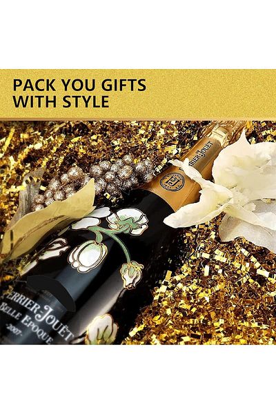 erorex Gold Crinkle Cut Shred Filler Raffia Paper Shreds For Gift Wrapping And Basket Filling 100 Grams