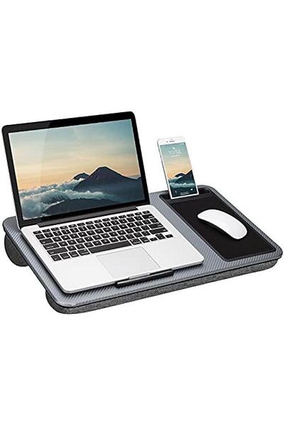 erorex Home Office Lap Desk With Mouse Pad And Phone Holder 21.1 Inch X 12 Inch Silver Carbon
