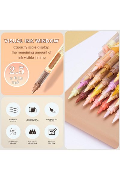 erorex Skin Tones Art Markers 24 Color Soft Brush Tip Acrylic Paint Pens Quick Drying And Waterproof Ideal