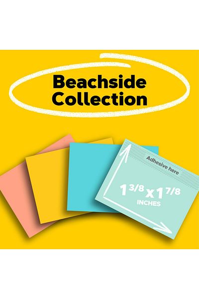 erorex Notes 1.5X2 In 24 Pads America'S 1 Favorite Sticky Notes Beachside Café Collection Pastel Colors