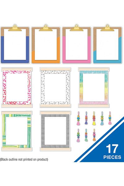 erorex Creatively Inspired 17 Pc Classroom Display Bulletin Board Set Colorful Clipboards Frames And