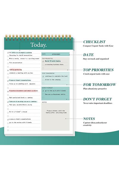 erorex To Do List Notepad Daily Planner Notepad Undated 52 Sheets Tear Off 6.5 Inch X 9.8 Inch Planning
