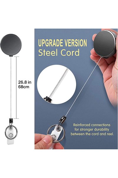 erorex Retractable Badge Holders 2 Pack Heavy Duty Badge Reel With Clear Id Card Holders And Carabiner For