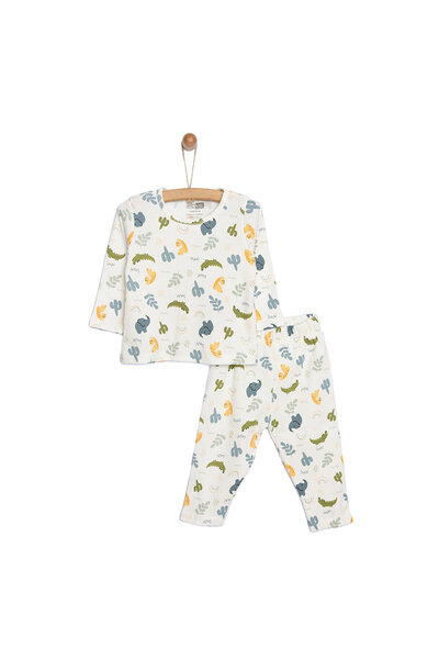 ebebek Hello Baby HelloBaby Kaşkorse Fil Desenli Uzun Kol Pijama Takımı