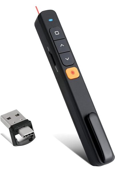 erorex Wireless Presentation Clicker 2.4Ghz 100Ft Wireless Range Type C And Usb A 2 In 1 Laser Pointer