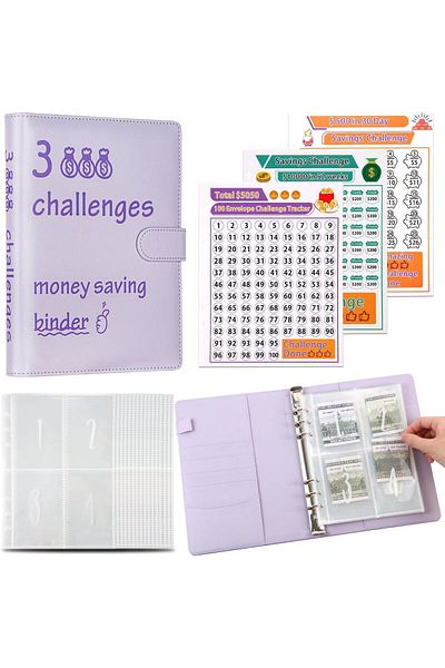 erorex 100 Envelopes Money Saving Challenge Binder With Cash Envelopes A5 Budget Savings Challenges Book
