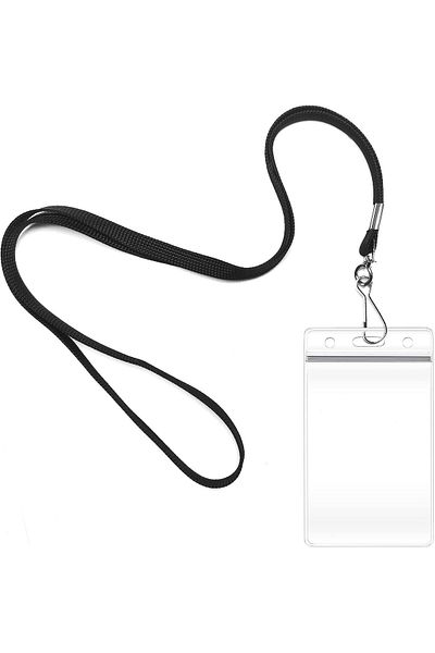 erorex 2 Pack Id Card Badge Holders With Black Durable Cruise Lanyard Vertical Waterproof Clear Extra