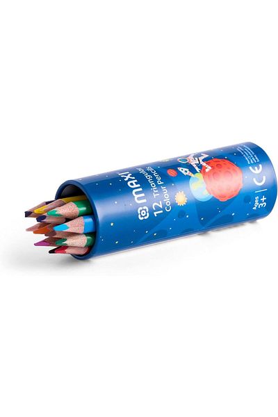 erorex Triangular Half Size Color Pencils In A Round Metal Tin 12 Colours