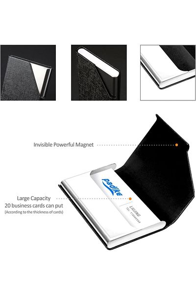 erorex Card Holder Id Holder Luxury Pu Leather And Stainless Steel Card Case Business Name Card Holder