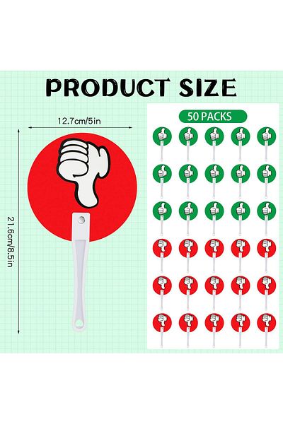 erorex 50 Pack Thumbs Up Thumbs Down Classroom Voting Paddles Handy Teacher Classroom Event Supplies