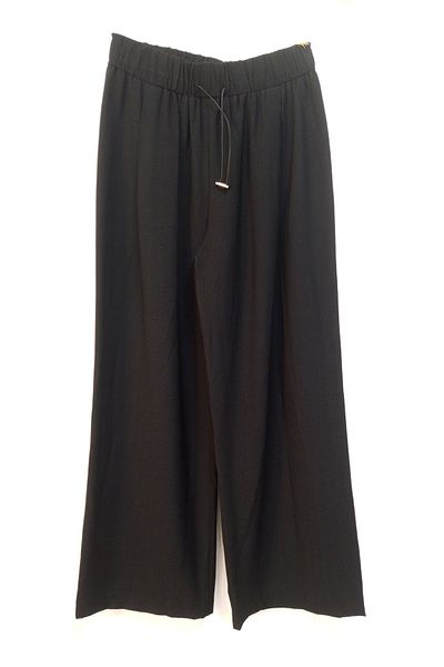 AKŞEN GİYİM Women's Soft Linen Palazzo Loose Leg High Waist Elastic Elastic Suitable Trousers