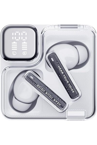 erorex سماعات أذن Ailybuds Clear Bluetooth 13 مم، سماعات أذن لاسلكية HiFi TWS، 4 ميكروفونات، صوت واضح، مكالمات منخفضة