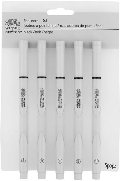 erorex Fineliner Fine Point Pen Set 0.1 Mm Tip Set Of 5 Black