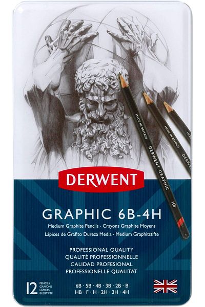 erorex Graphic Drawing Pencils Medium Metal Tin 12 Count 34214
