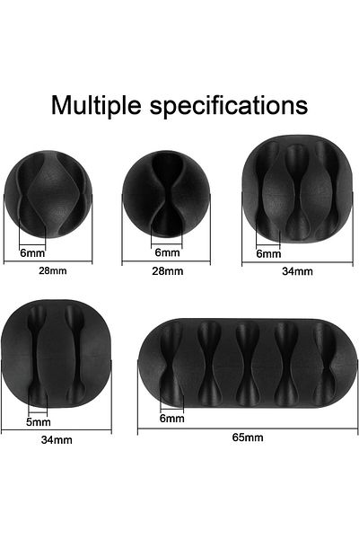 erorex Cable Clips Set Of 16 Black Self Adhesive Rubber Cord Organizer For Home Office Usb Data Cables