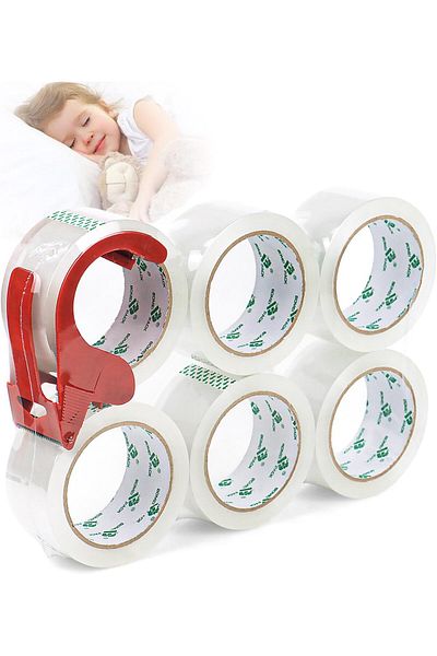 erorex No Noise Packing Tape 48Mm X 50M 6 Pack Transparent Bopp Adhesive Tape For School Supplies Office