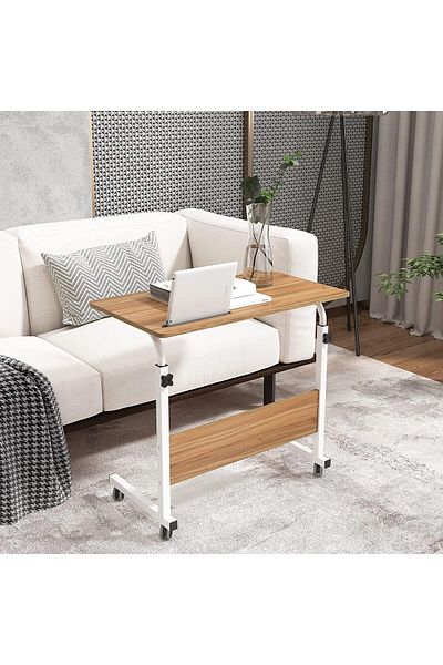 erorex 31.5 Inch Adjustable Mobile Bed Table Portable Laptop Computer Stand Desks With Tablet Slot Cart