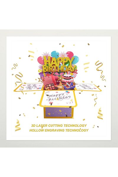 erorex 3D Pop Up Birthday Card Cake Funny Greeting Card Gift For Women Mom Wife Sister Friends Teenage