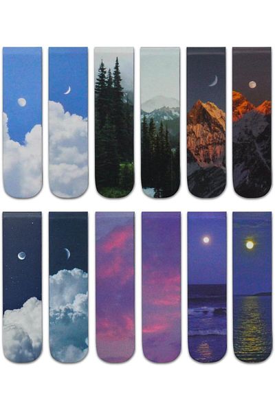 erorex 12Pcs Book Markers Scenery Magnetic Bookmarks For Women And Men Magnet Bookmark Clips Book Marks