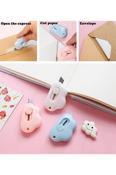 erorex Cloud Shaped Mini Art Utility Knives Box Cutter Retractable Letter Openerportable Suitable For