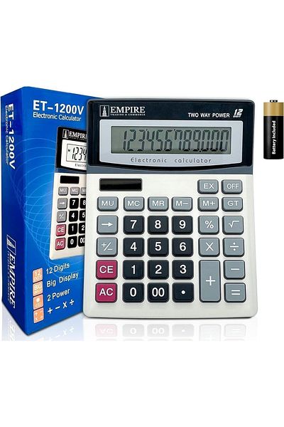 erorex Desk Calculator With Large Key Buttons 12 Digits Large Eye Angled Display Solar And Battery Powered