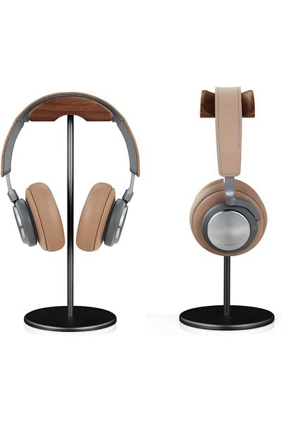 erorex Headphone Stand Curved Headset Stand With Storage Tray Heavy Base Gaming Headset Holder For Airpods