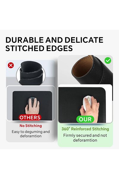 erorex Leather Desk Mat Protector Durable Textured Desk Pad With Stitched Edge Waterproof Non Slip Large