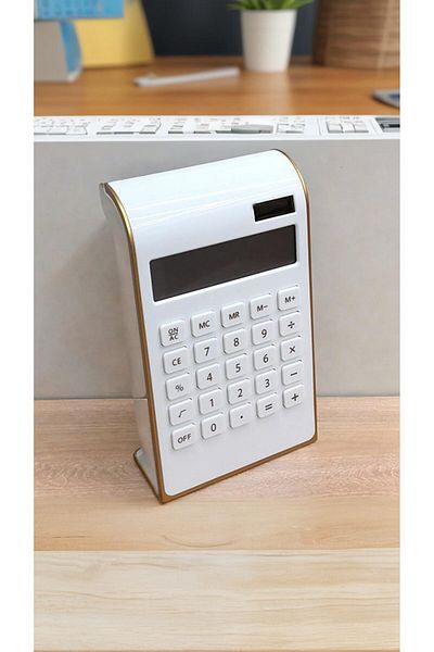 erorex White Gold Calculator Desk Set Stylish Office Accessories For Women Standard 10 Digit Lcd Display