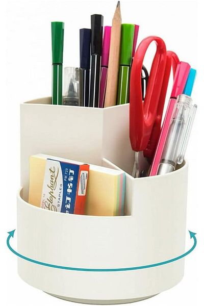erorex Pen Holder 360° Degree Rotating Desk Organizers Pencil Holder With 3 Slots Multifunctional Pen