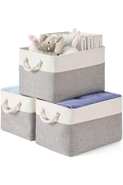 erorex 38 * 26 * 24Cm Storage Basket 3 Pack Collapsible Storage Bins For Organizing Toys Books Shelves