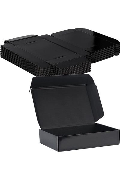 erorex 15X10X4Cm Black Shipping Boxes 20 Pack Corrugated Cardboard Mailing Box Packaging For Small