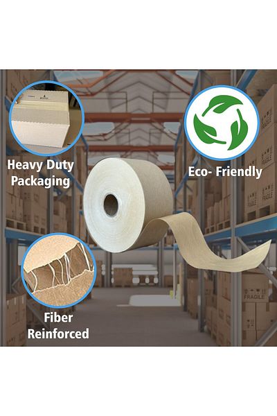 erorex Kraft Paper Gummed Tape 4 Pack Reinforced Fiberglass Water Activated Packing Tape Heavy Duty Kraft