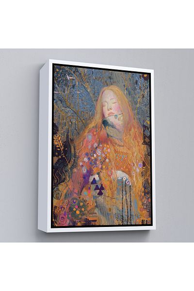 Harita Sepeti Femeie frumoasă blondă cu cadru alb Pictură murală