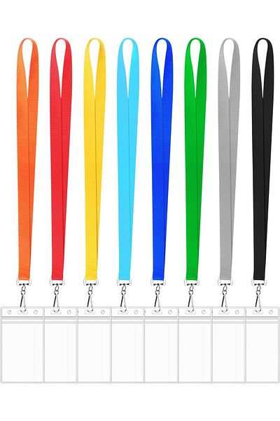 erorex 8 Pack Waterproof Id Card Holders With Cruise Lanyard Colorful Durable Badge And Card Lanyards In 8