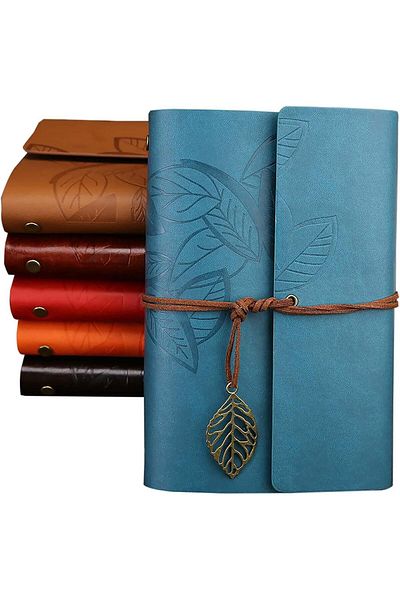 erorex Writing Journal Diary Pu Leather Spiral Blank String Daily Notepad Unlined Paper Retro Pendants