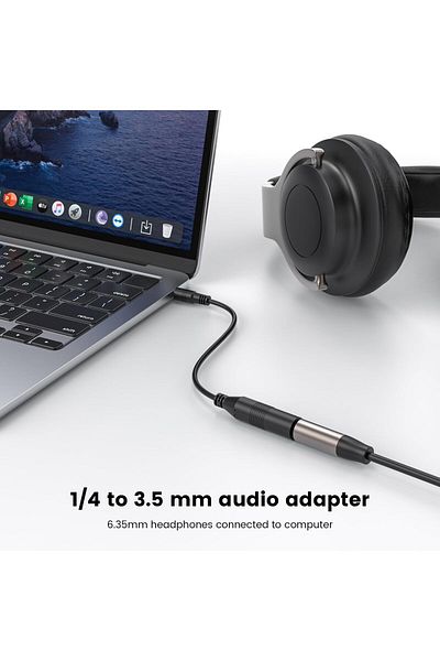 erorex محول صوت USB إلى 1 4 مقبس USB إلى 6.35 مم أنثى محول سماعة رأس Aux مع صوت خارجي USB