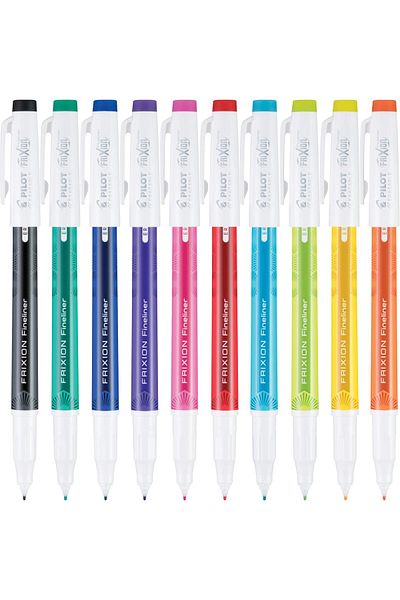 erorex Frixion Fineliner Erasable Marker Pens Fine Point .5 Mm Pack Of 10 Assorted Colors