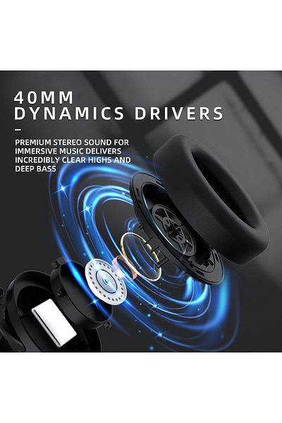 erorex Space Over Ear Headphones Hybrid Active Noise Canceling Hi Res Audio Wired App Custom Eq Deep Bass