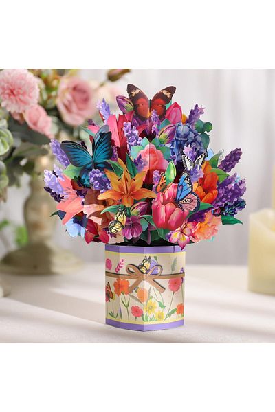 erorex Pop Up Card Greeting Cards 3D Paper Pop Up Flower Bouquet Cards For Mom Birthday Card With Blank
