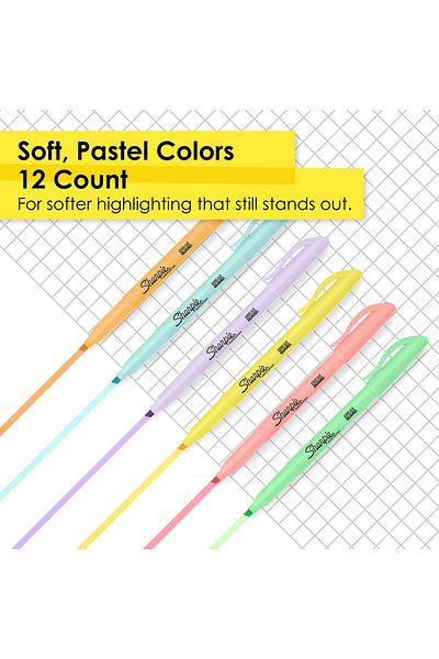 erorex Pocket Highlighters Mild Pastel Colors Assorted Chisel Tip 12 Count