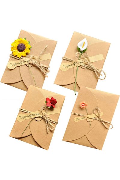 erorex Flower Thank You Card 12 Pack Wish Card For Wedding Birthday Festival Flower Pattern Handmade