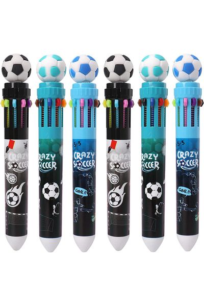 erorex Multicolor Ballpoint Pen 0.7Mm 10 In 1 Colored Retractable World Cup Football Ballpoint Pens For