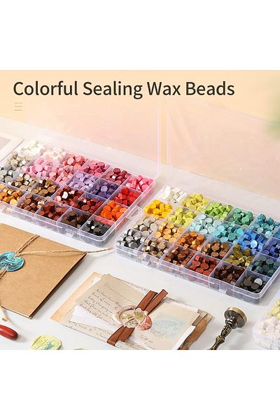 erorex 200 Pieces Sealing Wax Beads Colorful Wax Seal Beads With Storage Box For Wax Sealing Stamp Cards